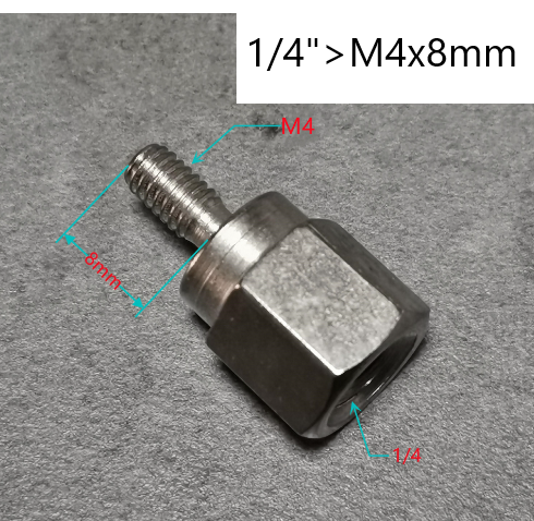 Redukce závitu 1/4" na M4x8