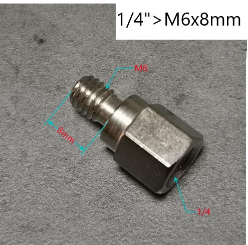 Redukce závitu 1/4" na M6x8