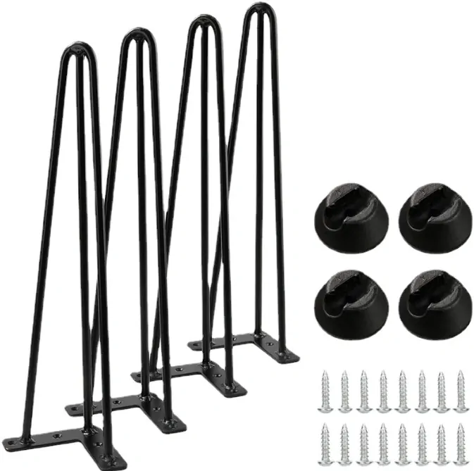 Nábytková noha Hairpin 600mm, 4 kusy, černá