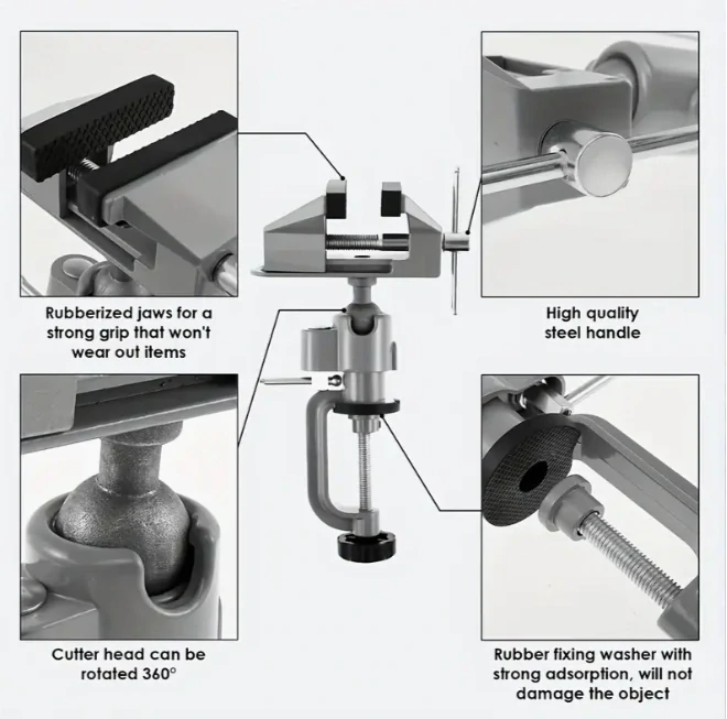 Modelářský svěrák kloubový 0-60mm, aluminium