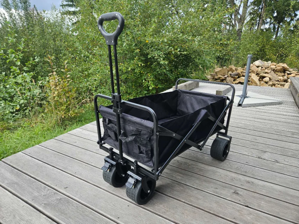 Skládací kempingový vozík, plážový vozík, tanková kola 90mm