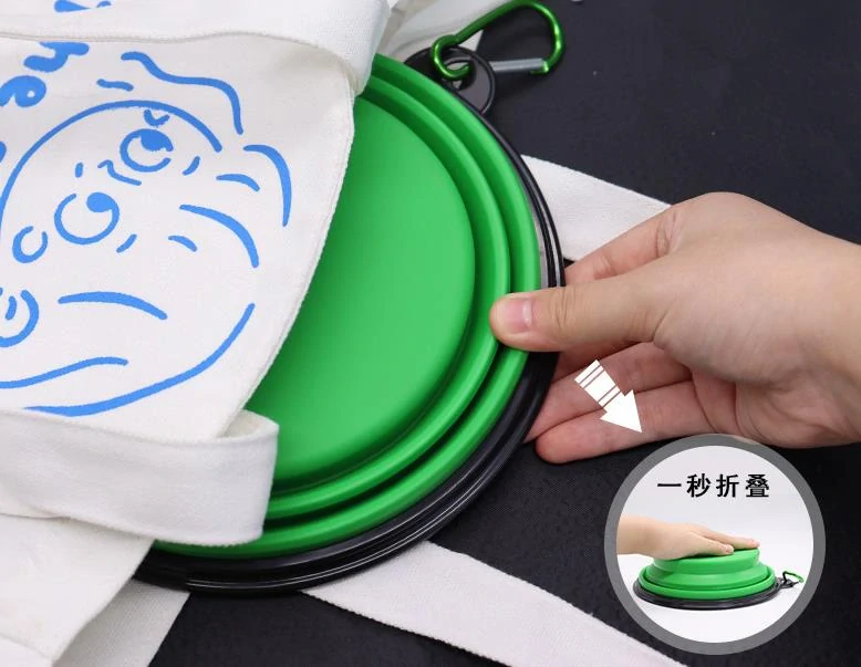 Silikonová  skládací miska pro psa 300ml zelená