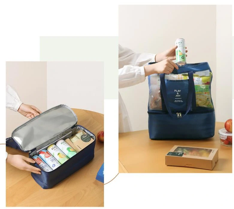 Plážová taška s termo přihrádkou - navy modrá