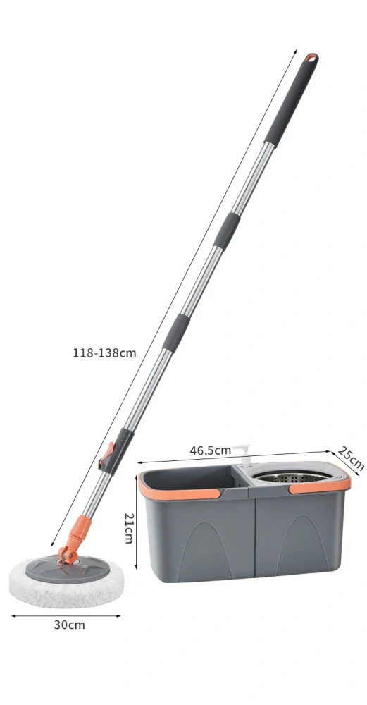 360° Dvoukomorový rotační mop se dvěma hlavicemi