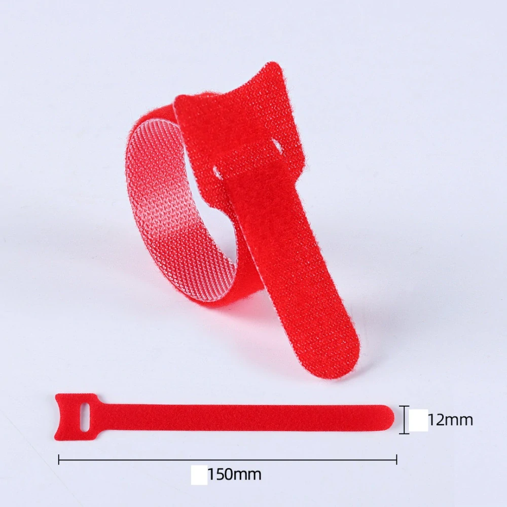 24 x Pásek na suchý zip, organizér kabelů 150x12mm červený