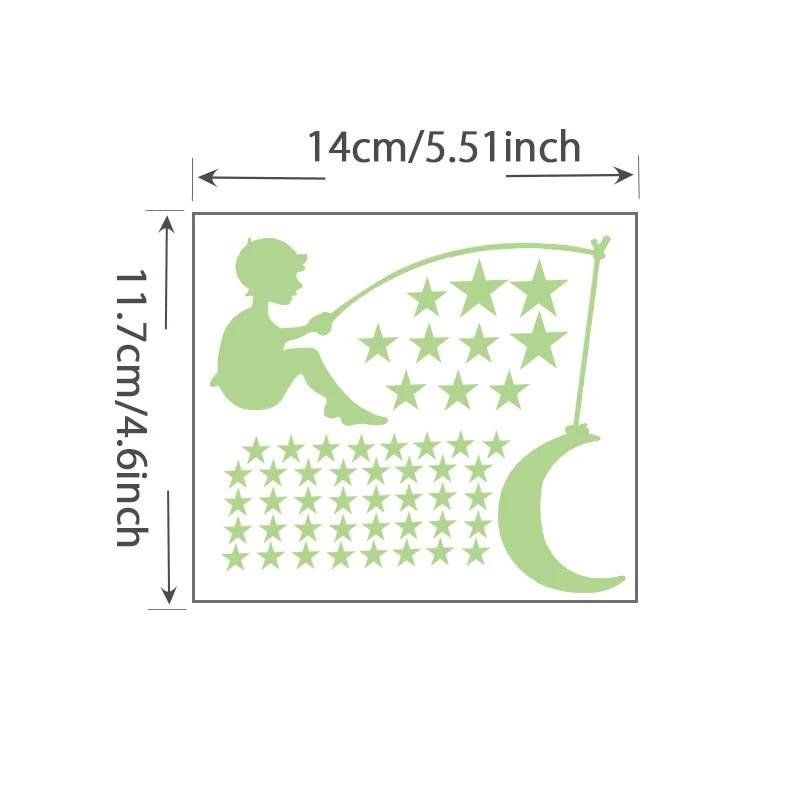 Svíticí samolepka na zeď – Chlapec s měsícem a hvězdami