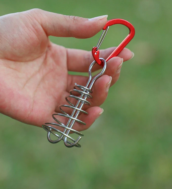 Nerezový pružinový držák s karabinou (červený, 1 ks)