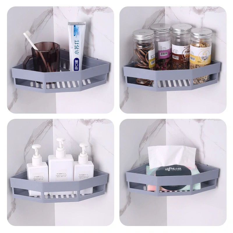 Rohová nástěnná polička do koupelny – bílá