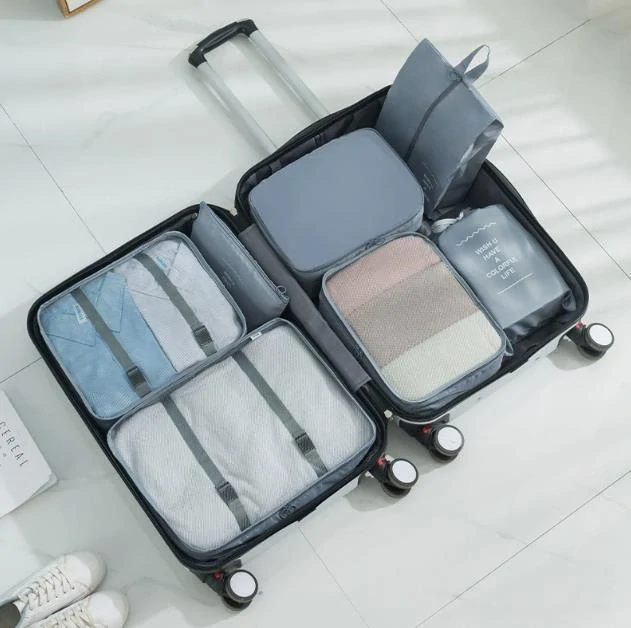 Sada 7ks cestovních organizérů do kufru - šedý