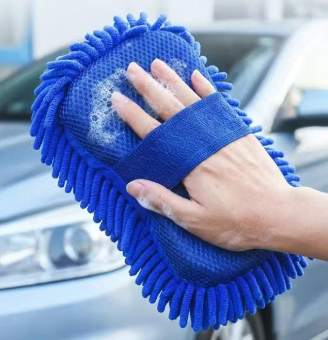 Mycí houba na auto z mikrovlákna s páskem na ruku