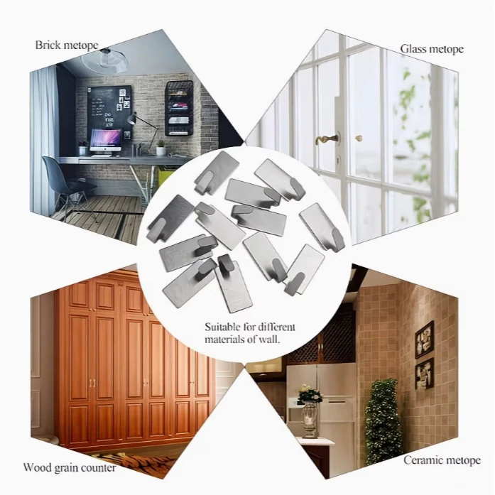 Samolepicí háček – nerez obdélník 6 ks