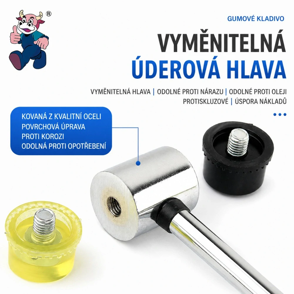 Náhradní hlavice 35 mm pro instalační kladivo – pryžová + PU, 2 ks