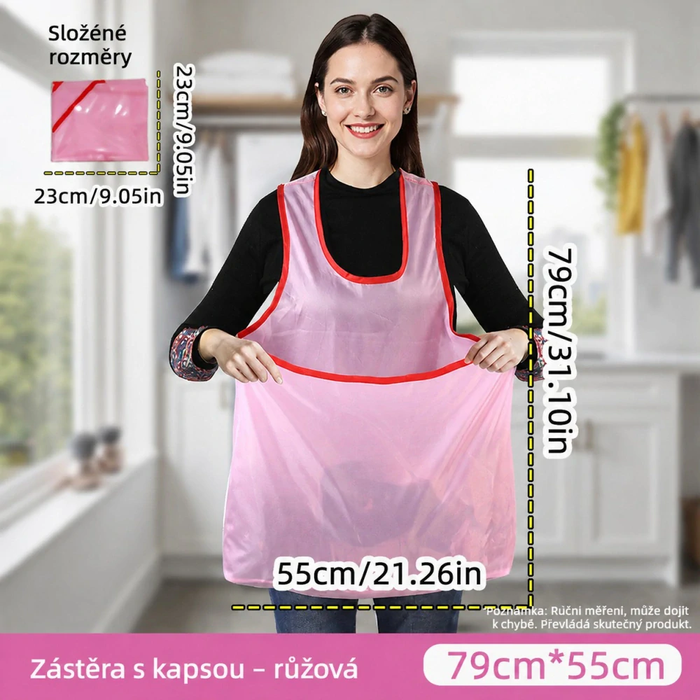 Zástěra s kapsou – růžová, 79 × 55 cm