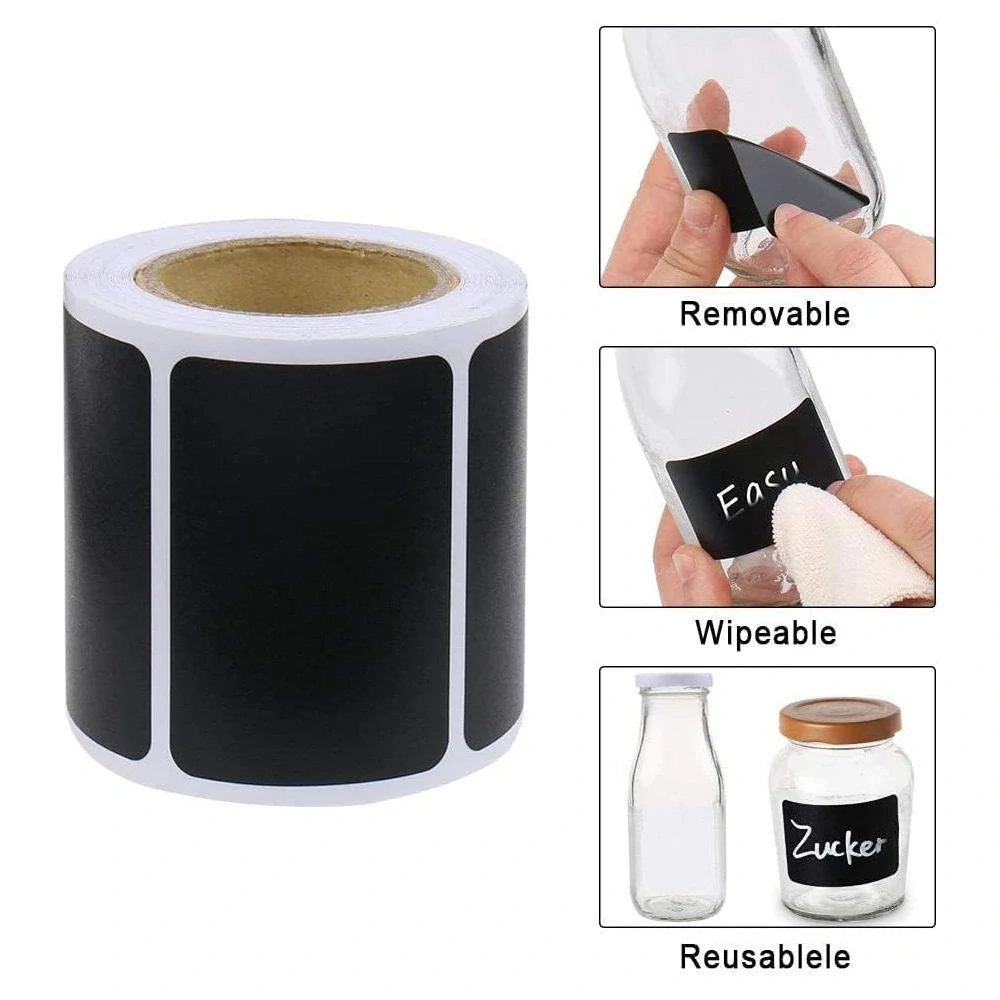 Černé popisovací samolepicí štítky 5,5 × 3,5 cm – 120 ks + bílý popisovač