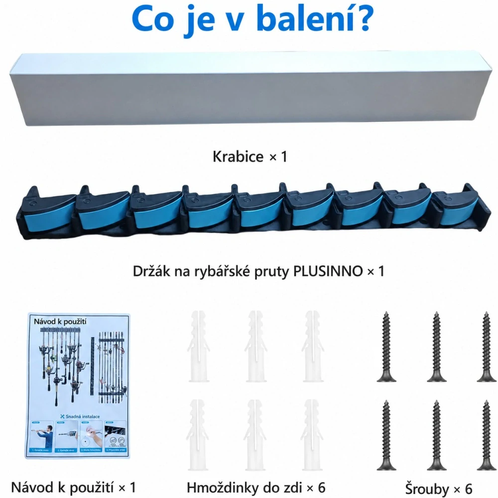 Nástěnný držák na rybářské pruty – organizér pro více prutů
