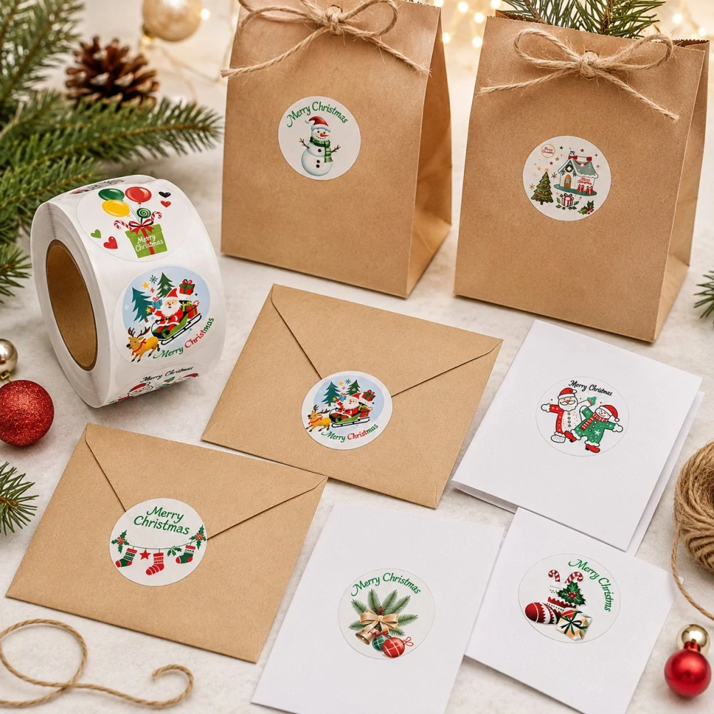 Samolepky Santa, Vánoce, 500 ks