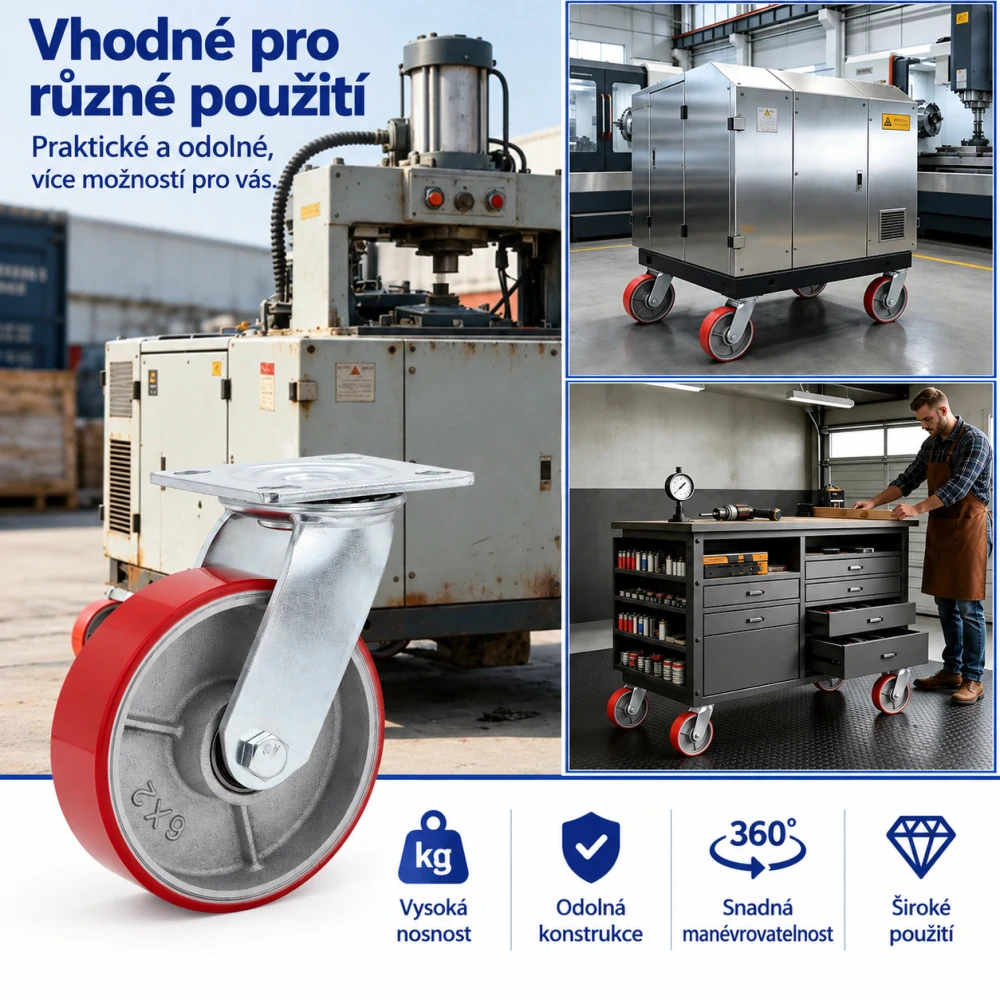 Otočné transportní kolečko 5" / 125 mm – nosnost 300 kg