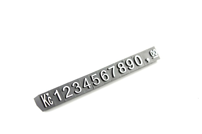 Plastové cenovky bílý prolis 6x9mm 1x řada Kč