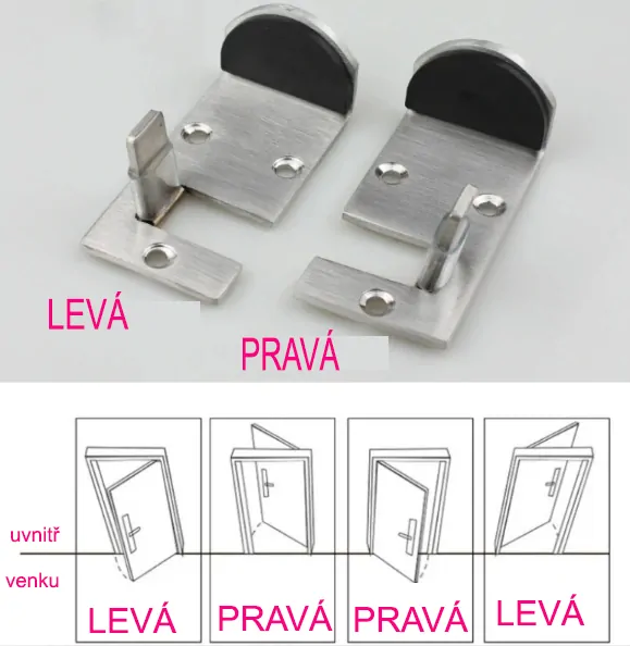 Dveřní zarážka na podlahu 55mm pravá