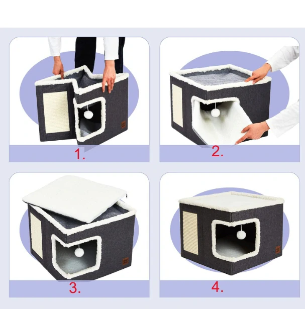 Domeček pro kočky 41x41cm šedý rohový