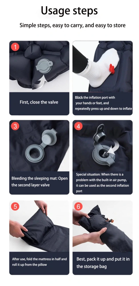 Samonafukovací turistická karimatka s vestavěnou pumpou navy modrá