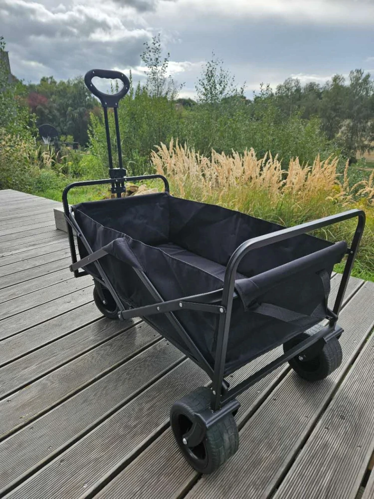 Skládací kempingový vozík, plážový vozík, tanková kola 90mm