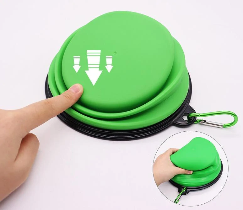 Silikonová  skládací miska pro psa 300ml zelená