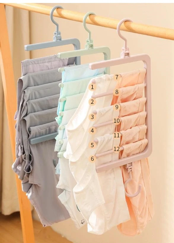 Věšák na spodní prádlo 6 tyčí zelený