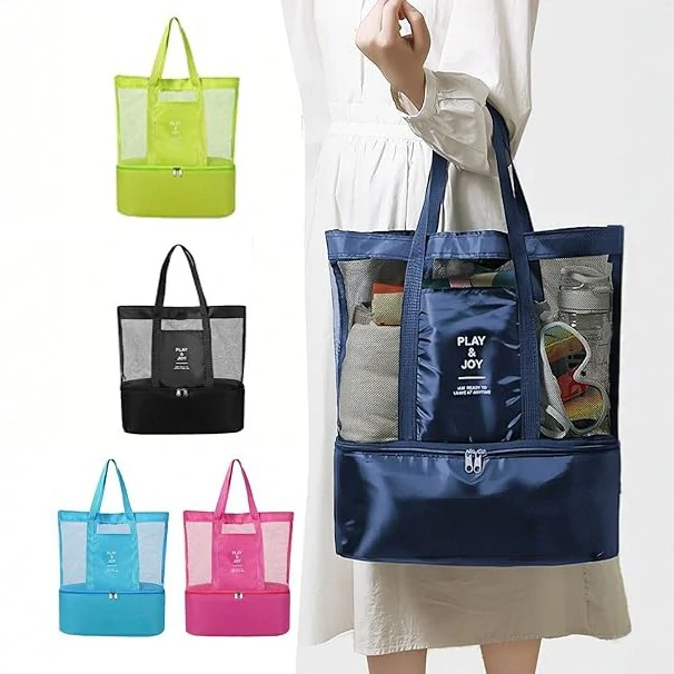 Plážová taška s termo přihrádkou - navy modrá