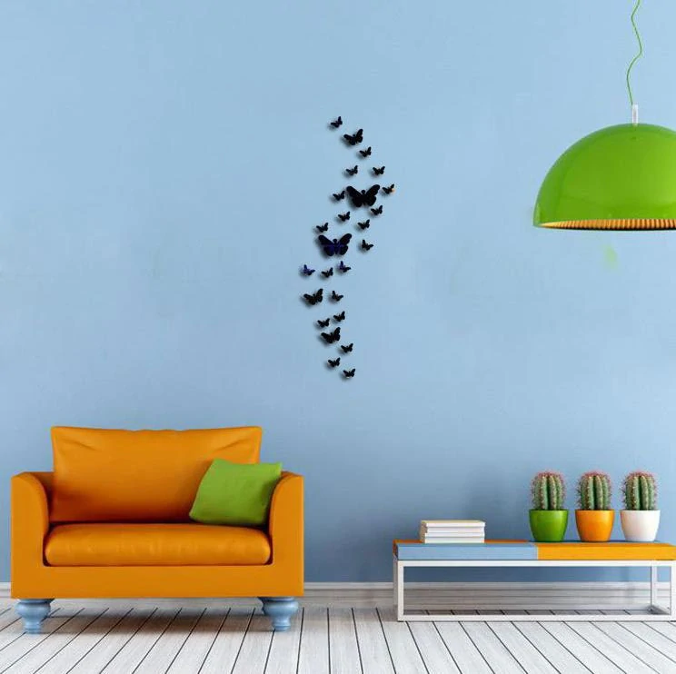 Sada 30 kusů zrcadlových motýlků černá