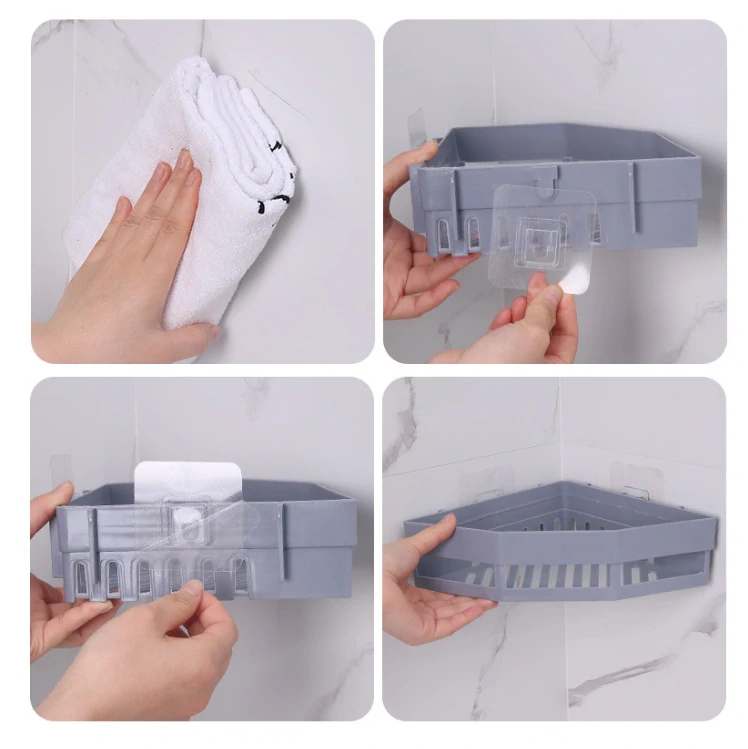 Rohová nástěnná polička do koupelny – bílá