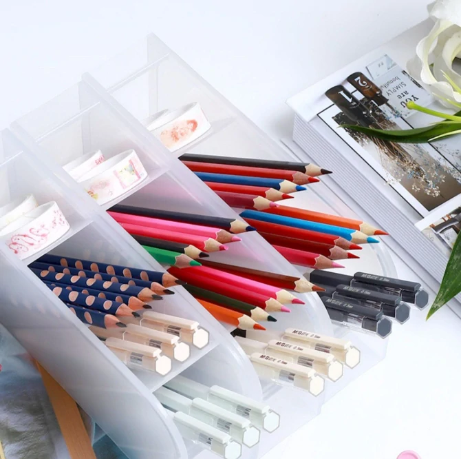 Organizér na psací potřeby – průhledný zelený