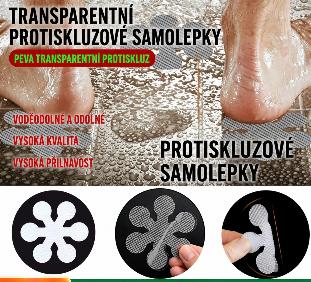 Protiskluzové samolepky do vany a koupelny – sada 8 ks