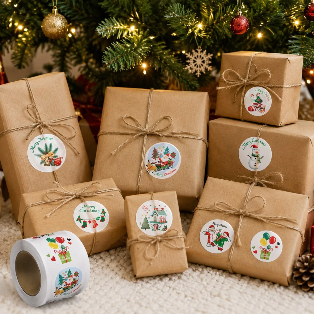 Samolepky Santa, Vánoce, 500 ks