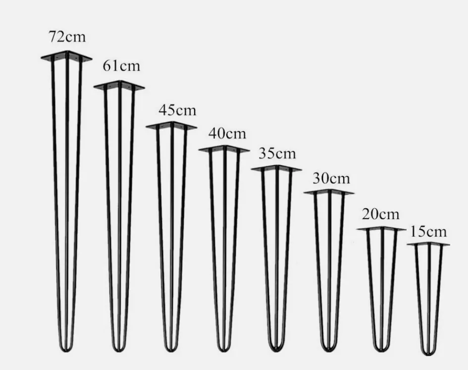 Nábytková noha Hairpin 600mm, 4 kusy, černá
