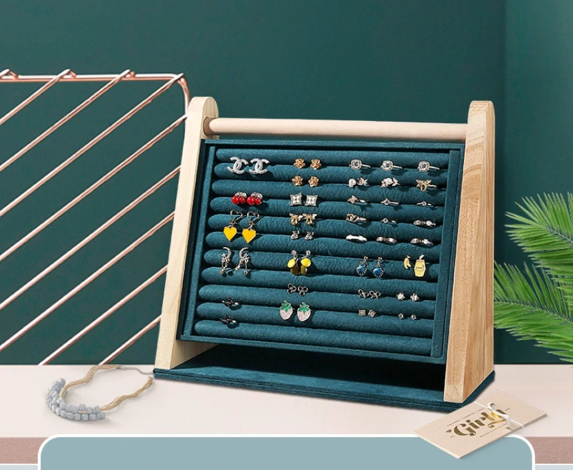 Stojánek, stojan, dekolt na prstýnky a naušnice zelený