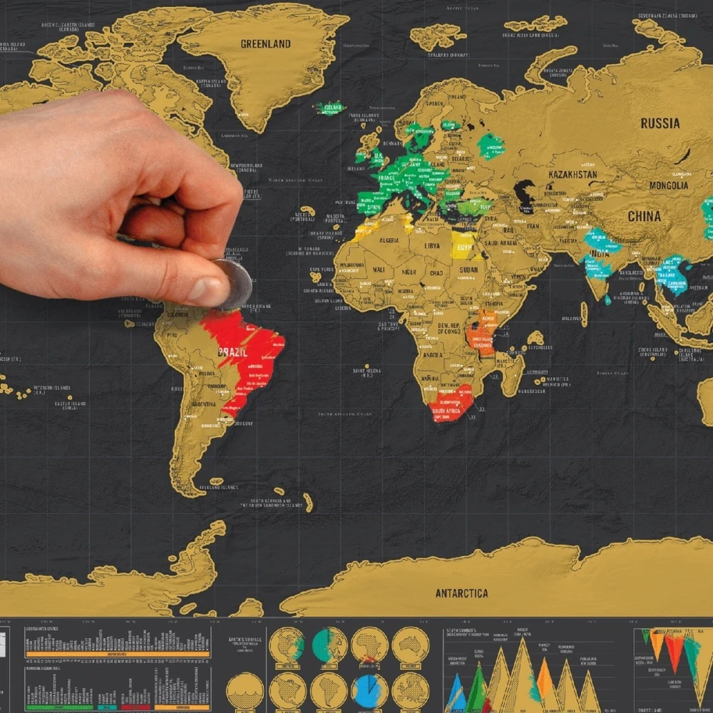 Stírací mapa světa Deluxe varianta č.1