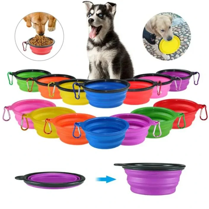 Silikonová  skládací miska pro psa 300ml zelená