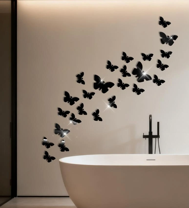 Sada 30 kusů zrcadlových motýlků černá