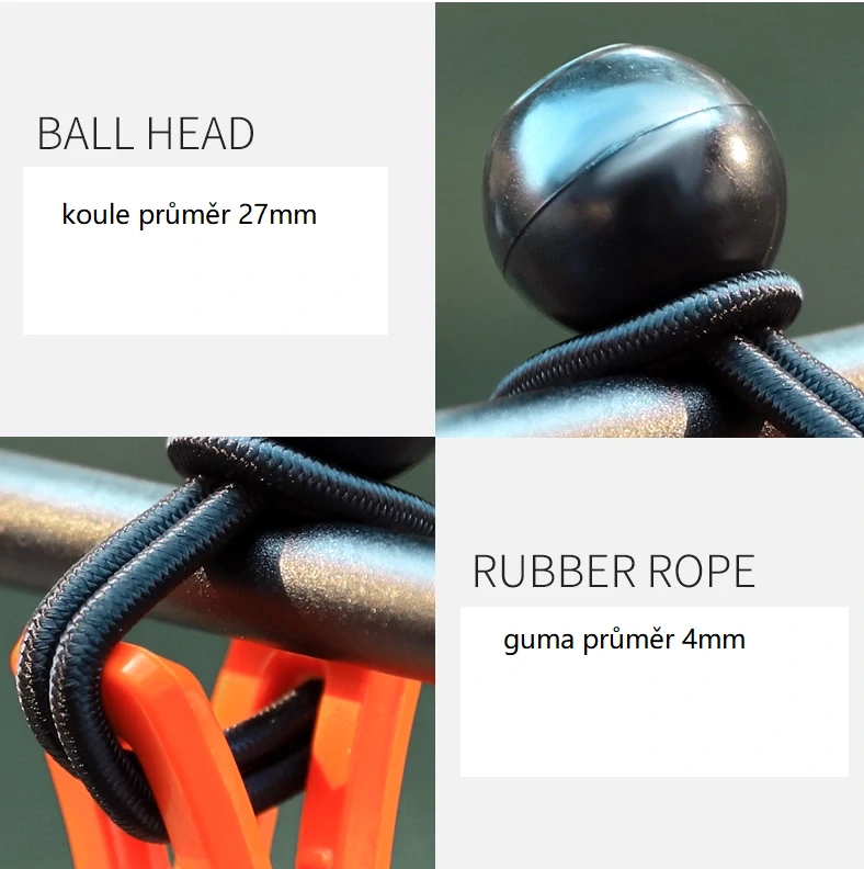 Gumičky s kuličkou – Ball Bungee 10 cm – 10 ks (černé)