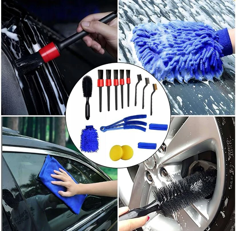 Sada štětců a kartáču na auto detailing 15ks