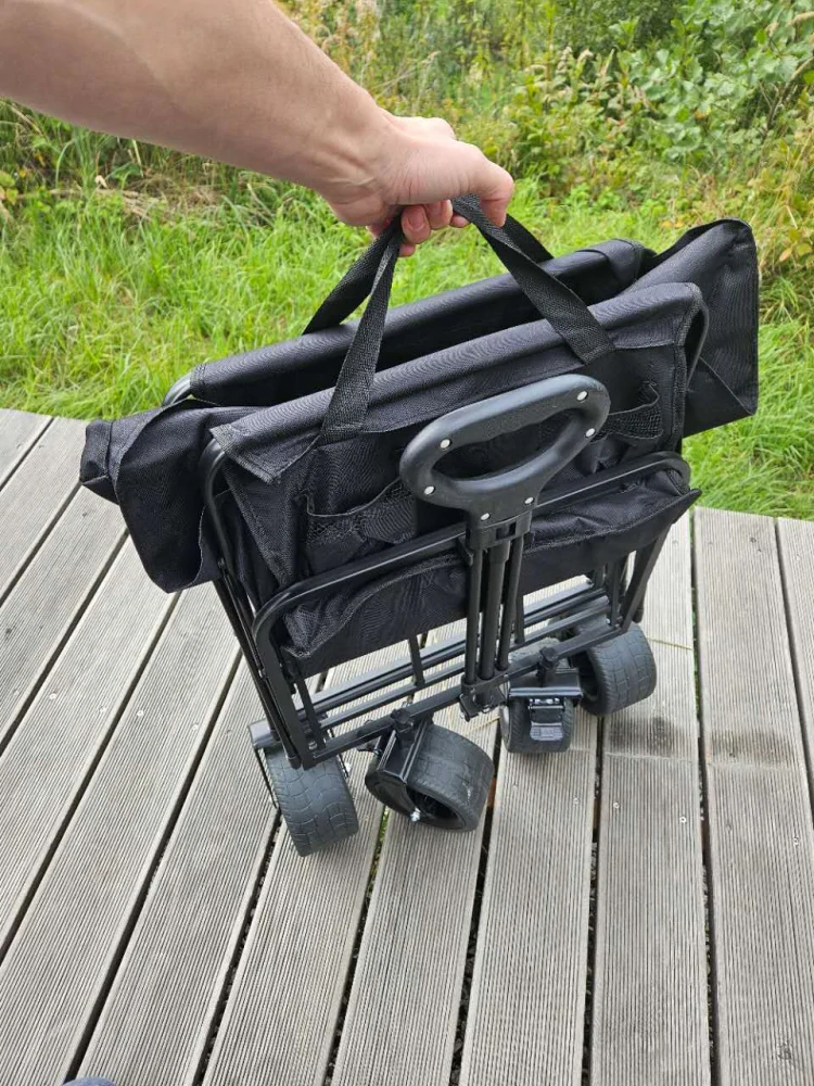 Skládací kempingový vozík, plážový vozík, tanková kola 90mm