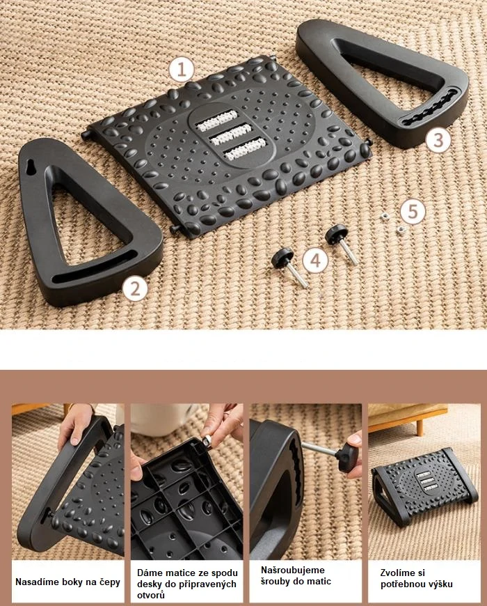 Podnožka pod stůl křesla s masážní funkcí, ergonomická podnožka