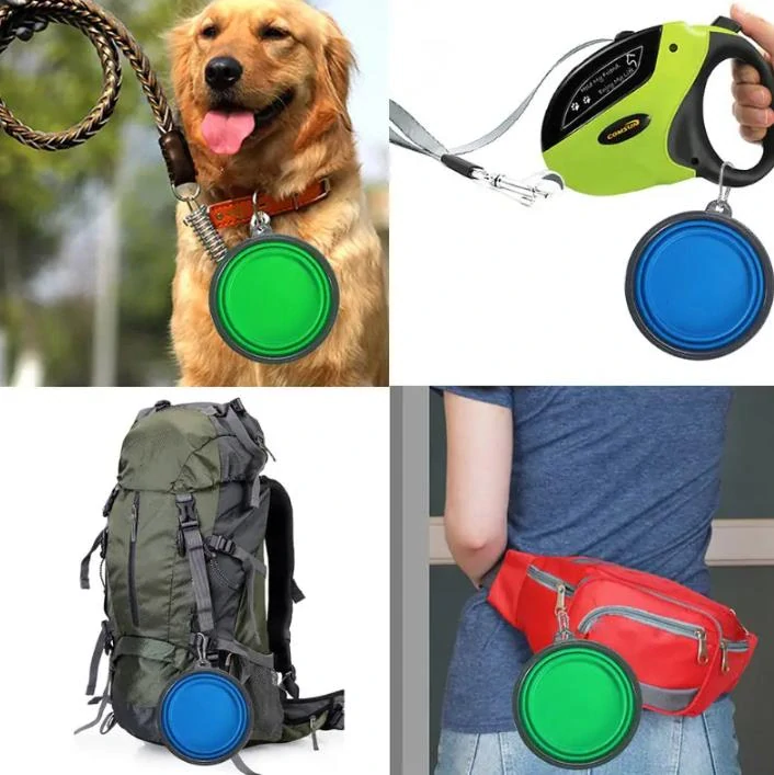 Silikonová  skládací miska pro psa 300ml zelená