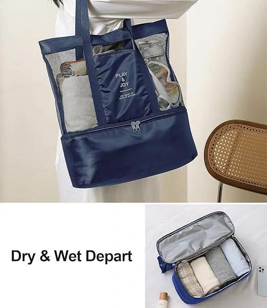 Plážová taška s termo přihrádkou - navy modrá