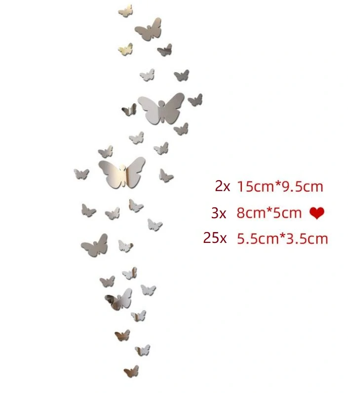 Sada 30 kusů zrcadlových motýlků černá