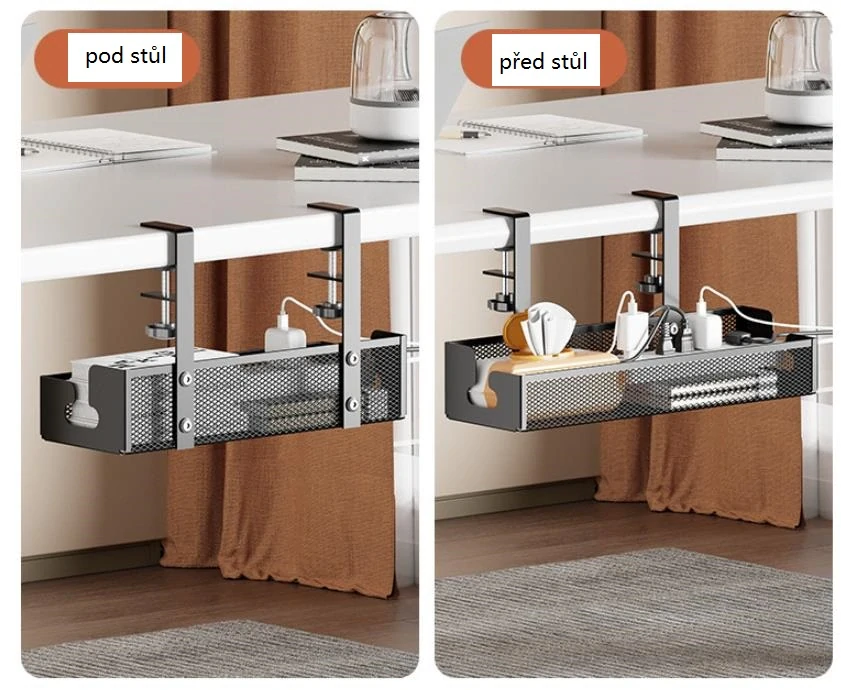 Organizér kabelů pod stůl 40cm – černý