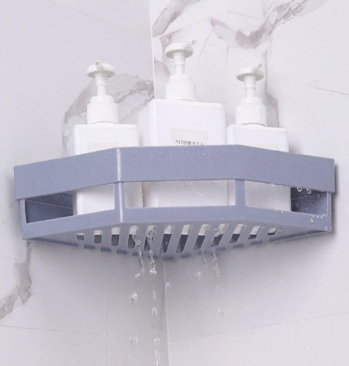 Rohová nástěnná polička do koupelny – bílá