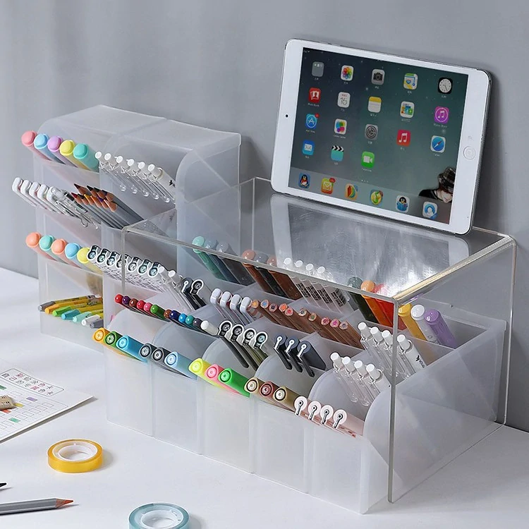 Organizér na psací potřeby – průhledný zelený