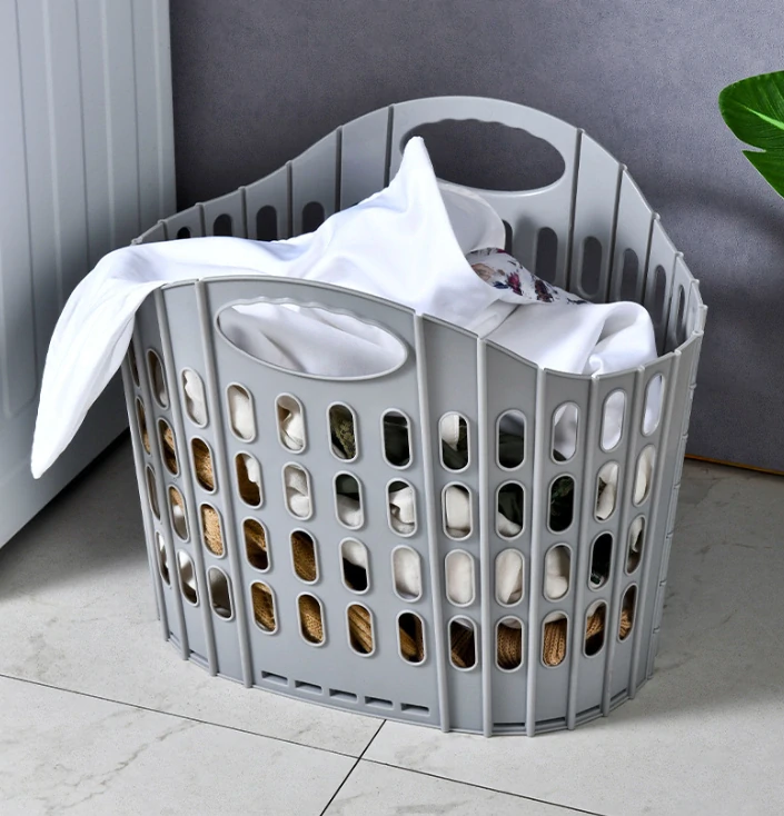 Skládací koš na prádlo šedý, větší